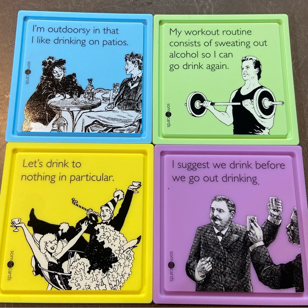Set of 4 funny silicone coasters